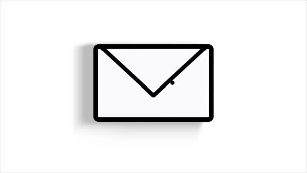 E-Mail-Symbol mit rotem Zähler auf weißem Hintergrund. E-Mail-Benachrichtigung mit Counter. E-Mail-Posteingang. — Stockvideo