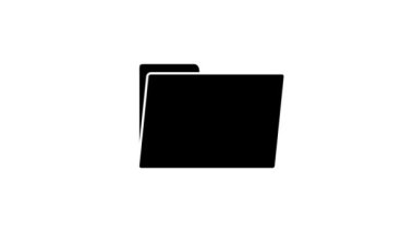 Beyaz arkaplanda Siyah Belge klasörü simgesi izole edildi. Muhasebe klasörü sembolü. Muhasebe yönetimi. 4K Video hareketli grafik canlandırması