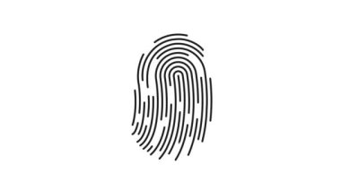 Parmak izi siyah ve beyaz alfa matte Dokunmatik Kimlik Biyometrik tarayıcı konsepti fütüristik dijital işleme ve parmak siber cep telefonu uygulamalarının güvenlik taraması