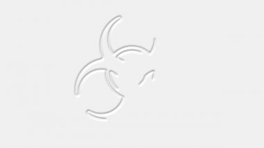 Biyolojik tehlike neomorfizm sembolü beyaz arkaplanda izole edilmiş. 4K