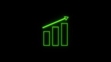 Arkasında siyah bir ok olan bir iş diyagramı. Parlayan neon hattı. Finansal büyüme. Gelirler artıyor.