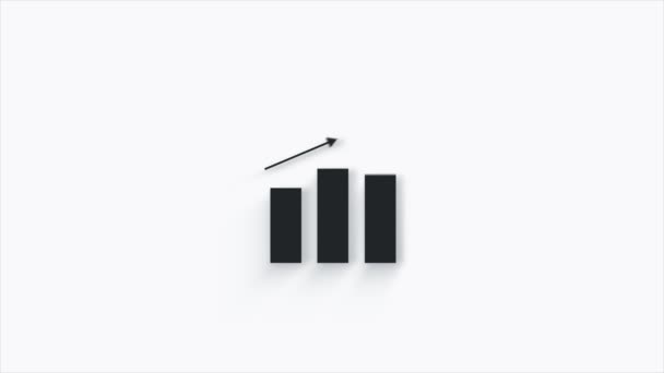 Diagrama de negocio 3d con flecha en un fondo blanco. — Vídeo de stock