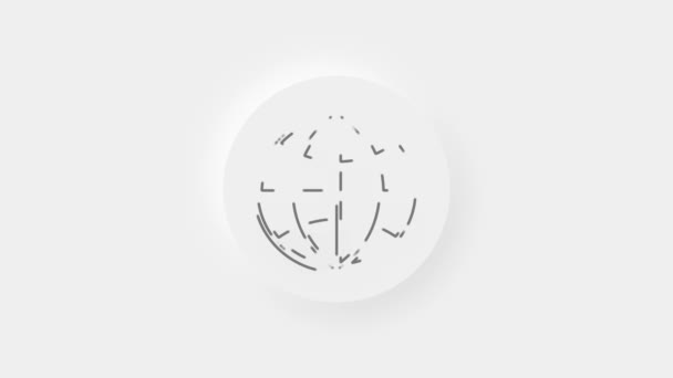 Animated icon of neomorphism globe. Flat gray symbol of planet. Concept of net, web, internet, ecology. — Stock Video