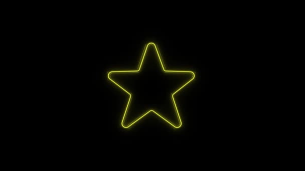 Animated neon star icon isolated on black background. Rating symbol. 4k — Αρχείο Βίντεο