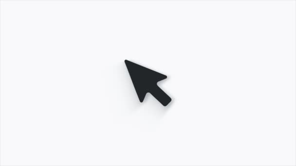 矢印カーソルのアニメーションシンボル。火花とマウスクリック記号。テクノロジーとインターネット3Dアイコンアニメーション. — ストック動画