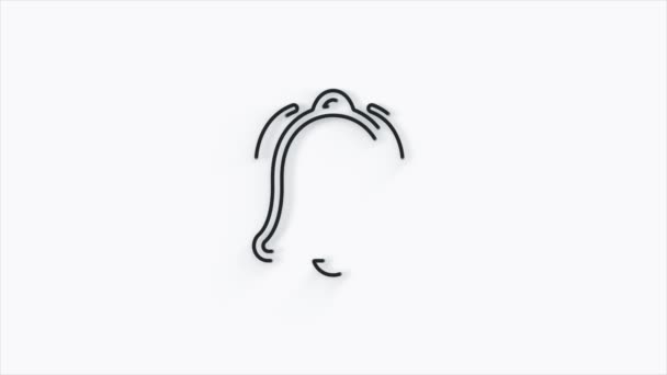 Animación de línea campana 3d icono. Aislado sobre fondo blanco. — Vídeo de stock