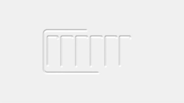 Иконка неоморфизма аккумулятора выделена на белом фоне. Символ молнии. 4K — стоковое видео