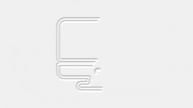 Bilgisayar monitörü simgesi beyaz arkaplanda izole edildi. 4k