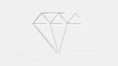 Elmas neomorfizm simgesi beyaz arkaplanda izole edilmiş. Mücevher sembolü. Mücevher taşı. 4K