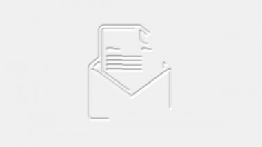 E- posta Simgesi. Beyaz arkaplanda izole edilmiş harflerle birlikte zarfı aç. 4K