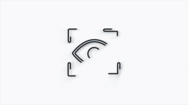 Göz tarama 3D simgesi beyaz arkaplanda izole edildi. Göz taraması yapılıyor. Güvenlik kontrol sembolü. Siber göz işareti. 4K