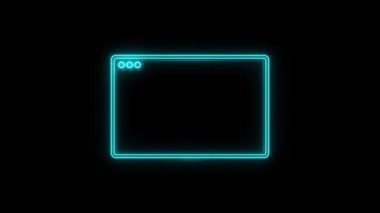 Parlayan neon çizgisi tarayıcı simgesi siyah arkaplanda izole edildi. İnternet iletişim protokolü. 4K