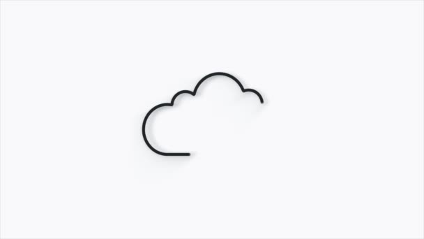 Cloud ladda upp linje 3d ikon på vit bakgrund. 4K — Stockvideo