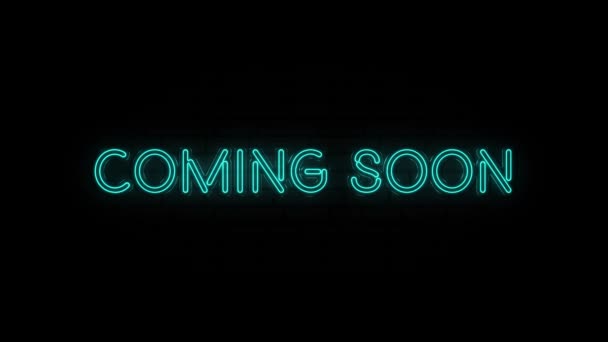 Próximamente Neon Sign Lights animación. 4K — Vídeo de stock