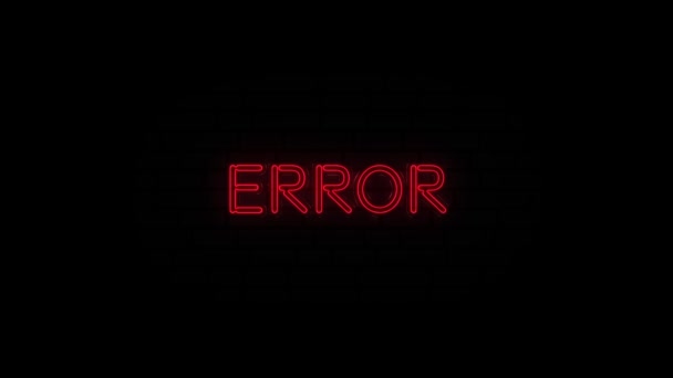 Error text on neon sign. Computer virus. Hacker attack. System damage. 4K — Stock Video