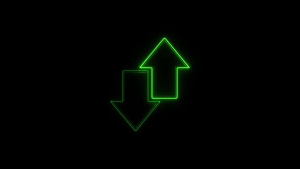 Exchange neon arrows transfer icon on black background. 4k — Αρχείο Βίντεο