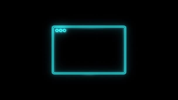 Glowing neon line browser window icon isolated on black background. Protokol komunikasi internet. 4K — Stok Video