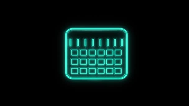 Glowing neon line Calendar icon isolated on black background. Event reminder symbol. 4K — Stock Video