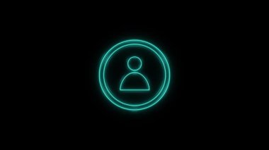 Parlayan neon hattı Siyah arkaplanda izole edilmiş hesap ekranı simgesi oluştur. 4K