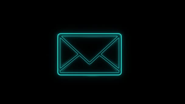 Glowing neon line Envelope icon isolated on black background. Email message letter symbol. 4K — Stockvideo