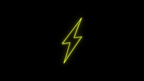 Glowing neon line Lightning bolt icon isolated on black background. Flash sign. Charge flash icon. Thunder bolt. Lighting strike. 4K — Stock Video