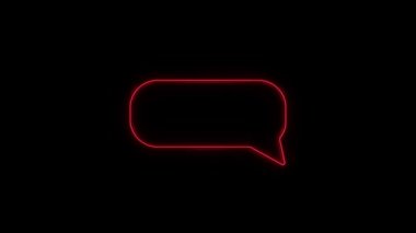 Parlayan neon hattı konuşma balonu sohbet simgesi siyah arkaplanda izole edildi. İleti simgesi. İletişim ya da yorum sohbet sembolü. 4K