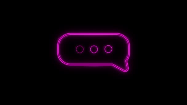 Glowing neon line Speech bubble chat icon isolated on black background. Message icon. Communication or comment chat symbol. 4K — Stock Video