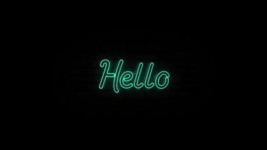 Siyah Arkaplan 'da Hello' nun Neon metni. 4k