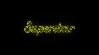 Siyah Arkaplanda Süperstar 'ın Neon metni. 4k