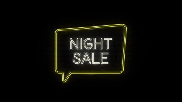 Neon text of Night Sale with bubble speech on Black Background. 4k — Stockvideo