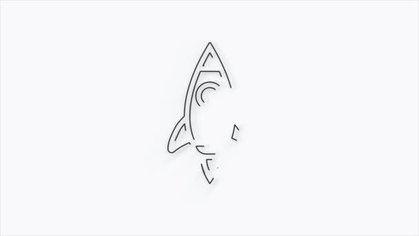 Rocket ship icona 3d isolato su sfondo bianco. Viaggi nello spazio. 4K — Video Stock