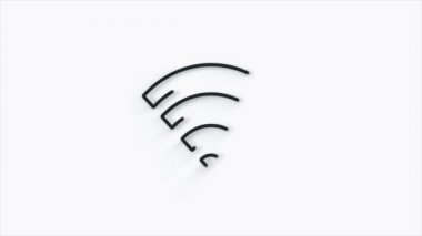 Kablosuz internet ağı sembolü beyaz arkaplanda izole edilmiş 3d simgesi.