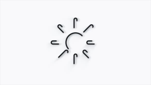 Sun 3d ikon isolerad på vit bakgrund. 4K — Stockvideo