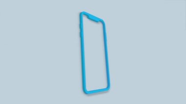 Akıllı telefon, cep telefonu 3D simgesi mavi arkaplanda izole edildi.