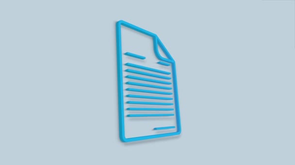 Documento 3d icono aislado sobre fondo azul. Icono archivo. Icono de lista de verificación. Concepto empresarial. — Vídeos de Stock