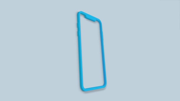 Smartphone, mobile phone 3d icon isolated on blue background. — Stock Video