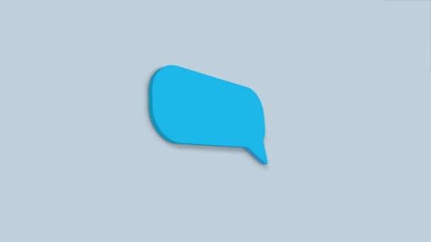 Chat, speech bubble 3d icon animation on blue background. 4K — Stock Video