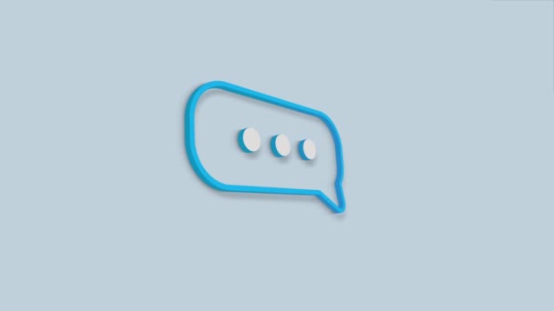 Chat, Sprachblase 3D-Icon-Animation auf blauem Hintergrund. 4K — Stockvideo