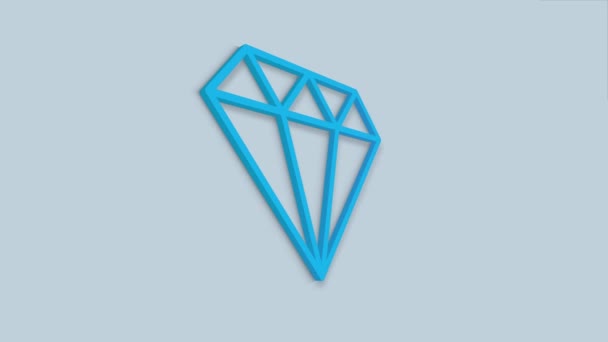 Diamant icône 3d isolé sur fond bleu. Symbole de bijoux. Pierre précieuse. 4K — Video