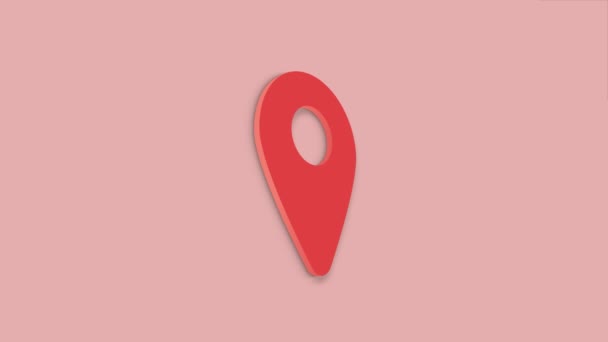 GPS locatie wijzer geanimeerd pictogram. Locatie Pin 3d pictogram. — Stockvideo