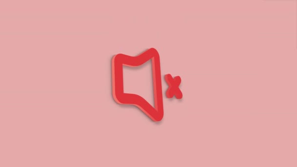 Haut-parleur muet icône 3d isolé sur fond rouge. Pas d'icône sonore. Volume Off symbole. 4K — Video