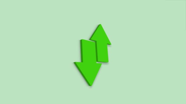 Intercambio de transferencia de flecha 3d icono sobre fondo verde. 4k — Vídeo de stock