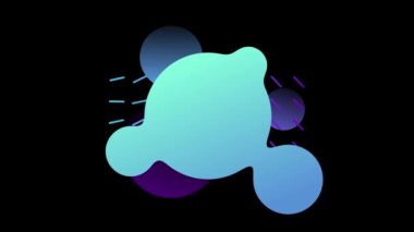 Renkli arkaplan üzerinde düz şekilli daireler olan soyut bir arkaplan. Kusursuz döngünün animasyonu.