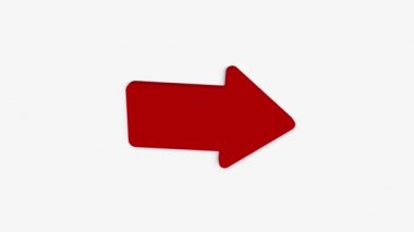 Kırmızı Ok simgesi beyaz arkaplanda izole edildi. Yön Arrowhead sembolü. Navigasyon işaretçisi işareti. 4K