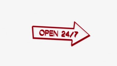 Kırmızı okla 24 tabela açın. İşletme açık ve kullanılabilir durumda. 4k