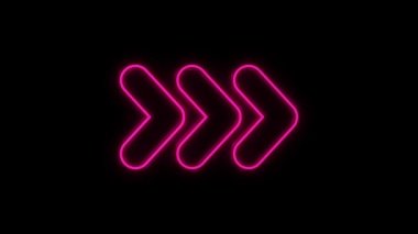 Sosyal medya sağa kaydır. Siyah arka planda Neon Okları animasyonu. Hareketli grafik tasarım. Simgeyi yukarı kaldır. 4k