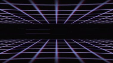 Sentetik dalga kablo ağı 80 'ler. Geçmişe dönük gelecekçilik geçmişi. 3d illüstrasyon çizimi pürüzsüz döngü