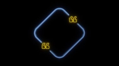 Neon alıntılar çerçevesi. Alıntı özeti, tırnak içinde alıntı çerçevesi ve arama metni şablonu. Konuşma alıntı çerçeveleri, alıntı notu veya diyalog kutusu baloncuğu.