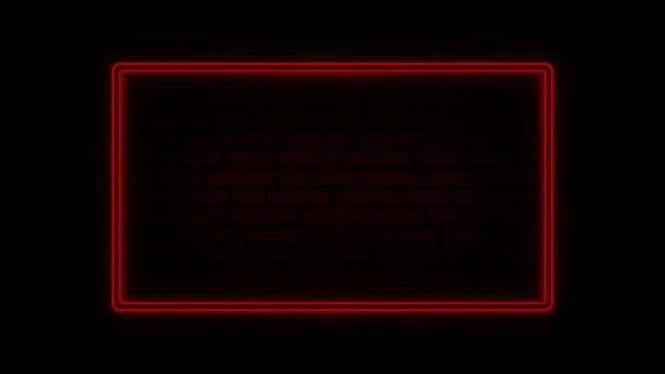Marco de neón rojo abstracto sobre fondo negro. Marco para un letrero de neón para inscripciones y publicidad. El láser muestra animación en bucle. 4K — Vídeo de stock