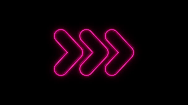 Social media swipe right. Neon arrows animation on a black background. Motion graphic design. Swipe up icon. 4k — Stock Video